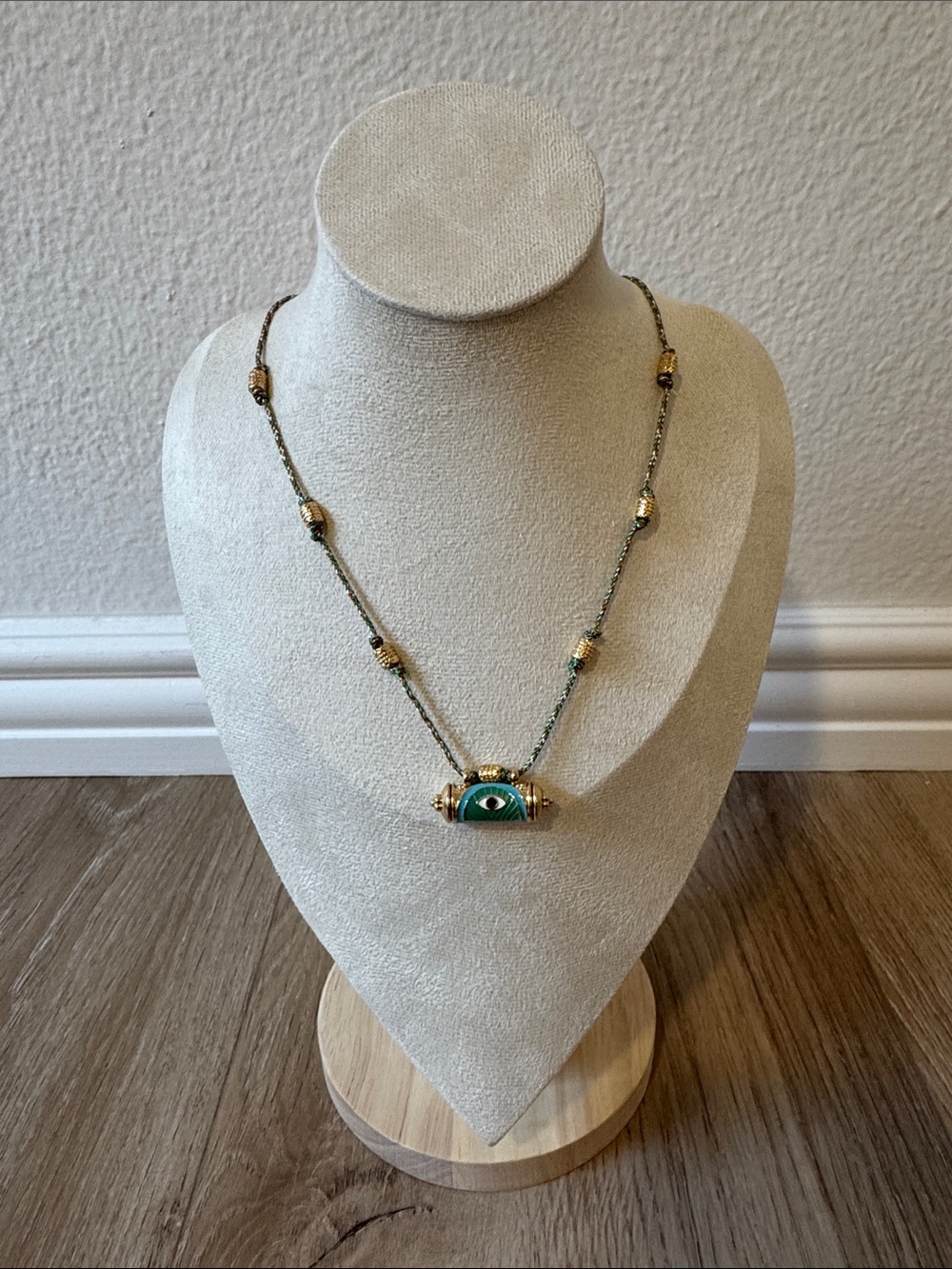 Gold and Green Evil Eye Pendant Necklace